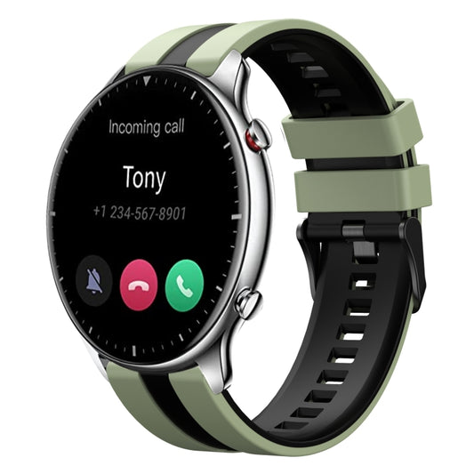 For Amazfit GTR 2 22mm Two-Color Sports Silicone Watch Band(Light Green+Black) - Watch Bands by buy2fix | Online Shopping UK | buy2fix