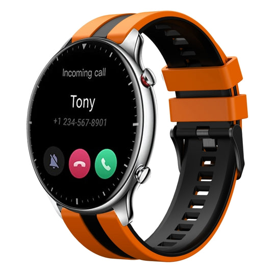 For Amazfit GTR 2 22mm Two-Color Sports Silicone Watch Band(Orange+Black) - Watch Bands by buy2fix | Online Shopping UK | buy2fix