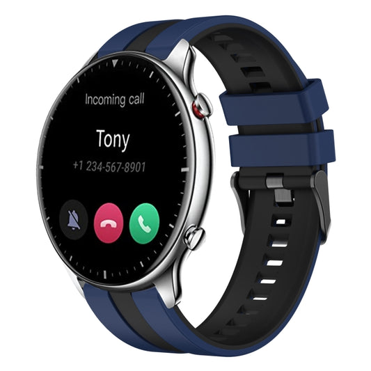 For Amazfit GTR 2 22mm Two-Color Sports Silicone Watch Band(Blue+Black) - Watch Bands by buy2fix | Online Shopping UK | buy2fix