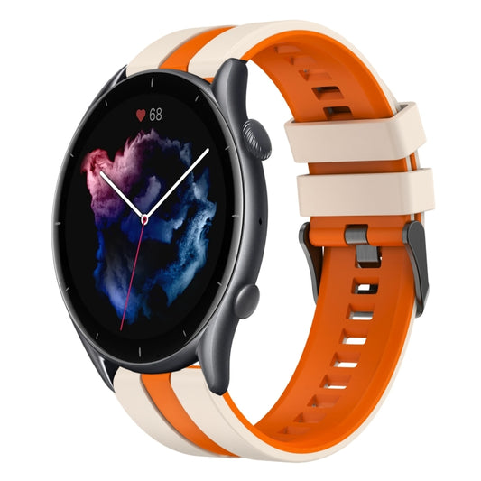 For Amazfit 3 22mm Two-Color Sports Silicone Watch Band(Starlight+Orange) - Watch Bands by buy2fix | Online Shopping UK | buy2fix