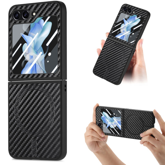 For Samsung Galaxy Z Flip7 FE / Flip6 Carbon Fiber Magsafe Phone Case(Black)