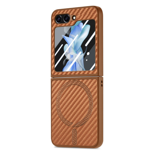 For Samsung Galaxy Z Flip6 / Flip7 FE Carbon Fiber Magsafe Phone Case(Brown) - Galaxy Z Flip6 5G Cases by buy2fix | Online Shopping UK | buy2fix