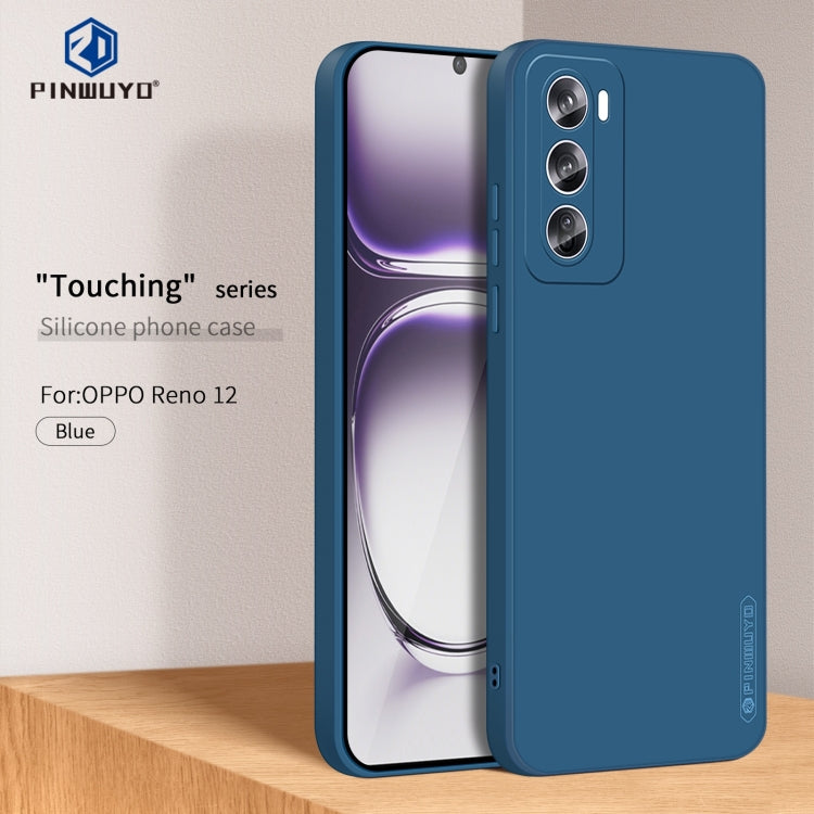 For OPPO Reno12 Global PINWUYO Sense Series Liquid Silicone TPU Phone Case(Blue) - OPPO Cases by PINWUYO | Online Shopping UK | buy2fix