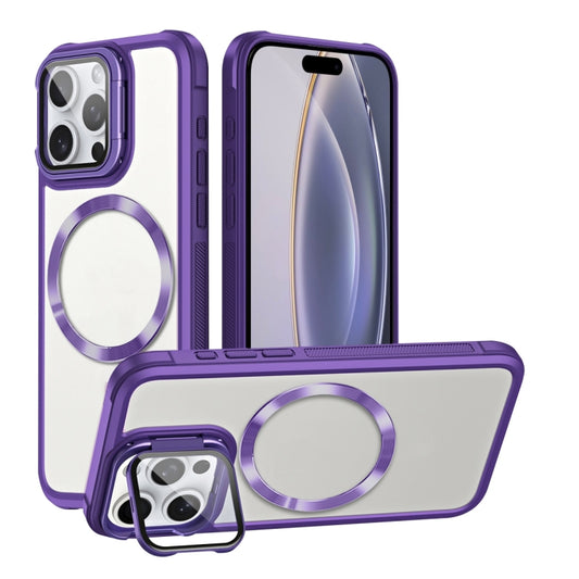 For iPhone 16 Pro CD-grain Magsafe Acrylic Hybrid TPU Phone Case(Purple) - iPhone 16 Pro Cases by buy2fix | Online Shopping UK | buy2fix