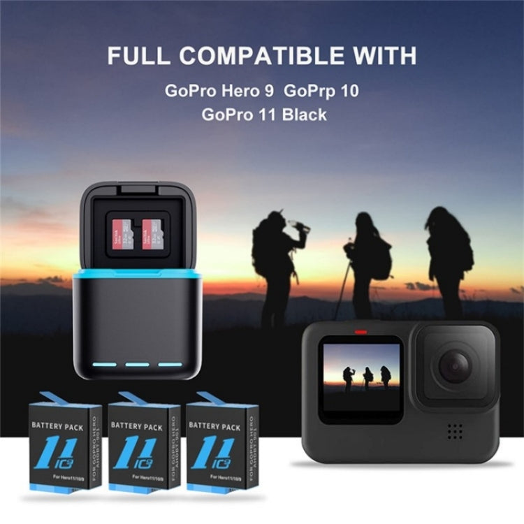 GP-910 3-Battery Charging Box Storage Case For GoPro HERO12 Black /11 Black /10 Black /9 Black by buy2fix