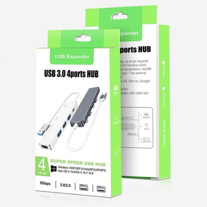ADS-301A USB 3.0 to Type-C + USB 3.0 / 2.0 4-Ports Hub Laptop Expander(Grey) by buy2fix