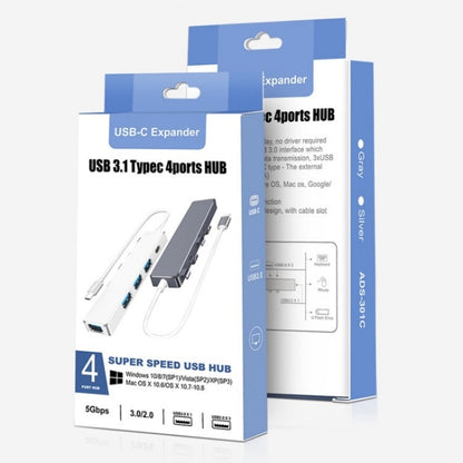 ADS-301C USB-C / Type-C to USB-C + USB 3.0 + 3 x USB 2.0 Expander HUB(Grey) by buy2fix