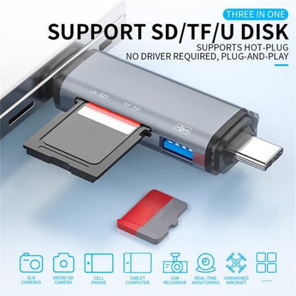 ADS-307 Data Transfer OTG Adapter USB / Type-C / Micro Plug SD TF Card U-Disk Reader by buy2fix