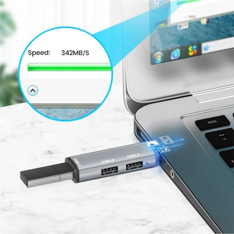 ADS-302A 3 in 1 USB to USB 3.0 / 2.0 Hub Expansion Station USB Adapter(Silver) by buy2fix