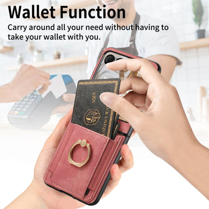 For Motorola Razr 50 Retro Skin-feel Ring Card Bag Phone Case(Pink) by buy2fix