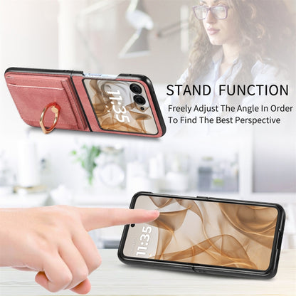 For Motorola Razr 50 Ultra Retro Skin-feel Ring Card Bag Phone Case(Pink) by buy2fix