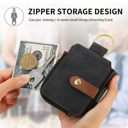 For Motorola Razr 50 Retro Ring Vertical Zipper Wallet Phone Case(Black) - Motorola Cases by buy2fix | Online Shopping UK | buy2fix