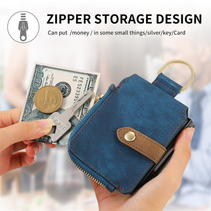 For Motorola Razr 50 Ultra Retro Ring Vertical Zipper Wallet Phone Case(Blue) - Motorola Cases by buy2fix | Online Shopping UK | buy2fix