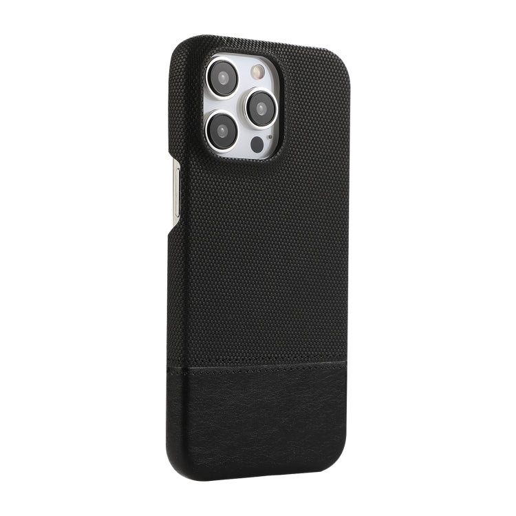For iPhone 16 Pro Max Stitching Cloth PU Shockproof Phone Case(Black) by buy2fix