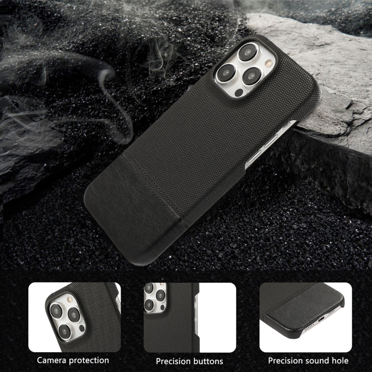 For iPhone 16 Pro Max Stitching Cloth PU Shockproof Phone Case(Black) by buy2fix
