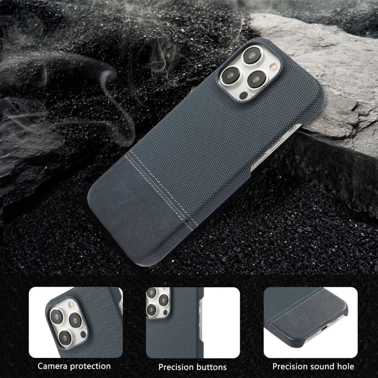 For iPhone 16 Pro Max Stitching Cloth PU Shockproof Phone Case(Dark Blue) by buy2fix