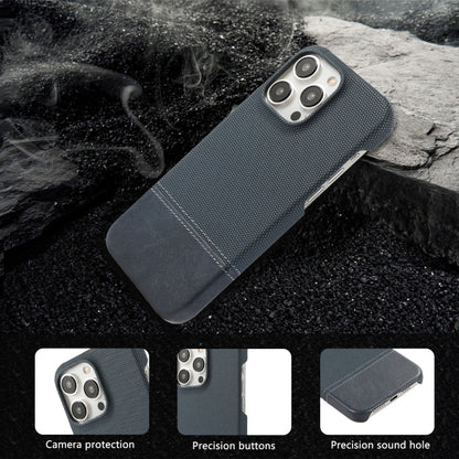 For iPhone 16 Pro Max Stitching Cloth PU Shockproof Phone Case(Dark Blue) by buy2fix