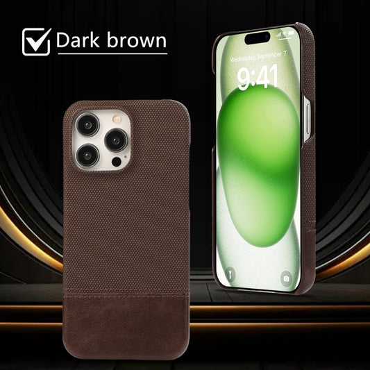 For iPhone 16 Pro Stitching Cloth PU Shockproof Phone Case(Dark Brown) by buy2fix