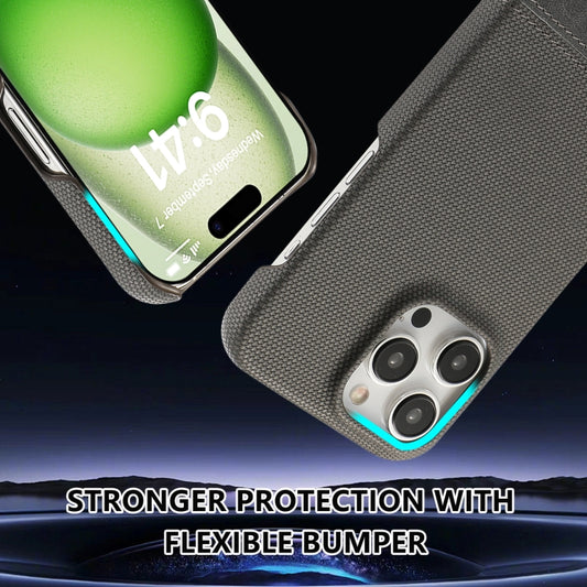 For iPhone 16 Pro Stitching Cloth PU Shockproof Phone Case(Grey) by buy2fix