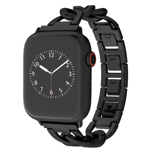 For Apple Watch Series 8 45mm Quick-Release Metal Chain Watch Band(Black)