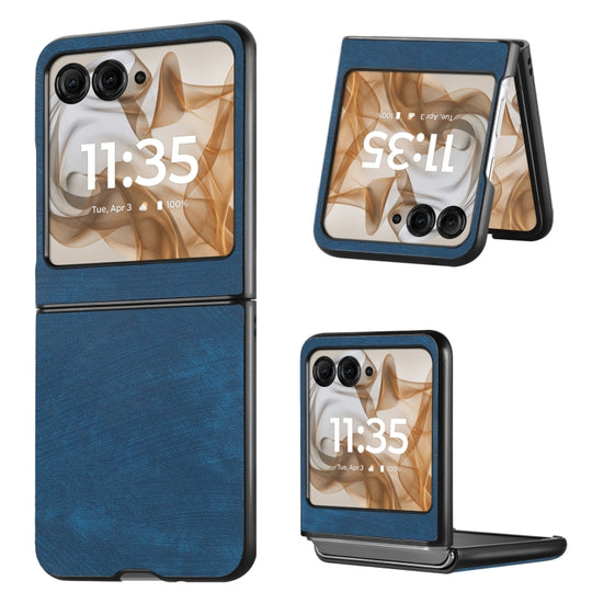 For Motorola Razr 50 Vintage Leather PC Back Cover Phone Case(Blue)