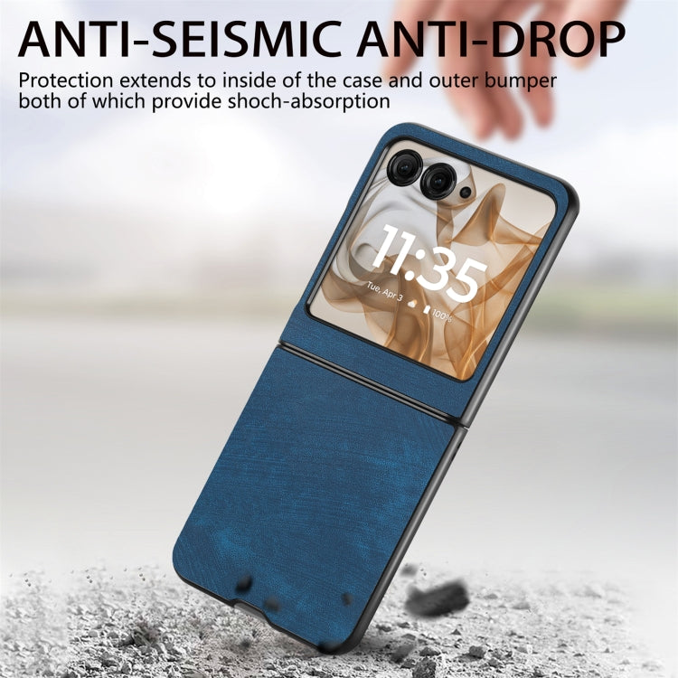 For Motorola Razr 50 Vintage Leather PC Back Cover Phone Case(Blue) by buy2fix