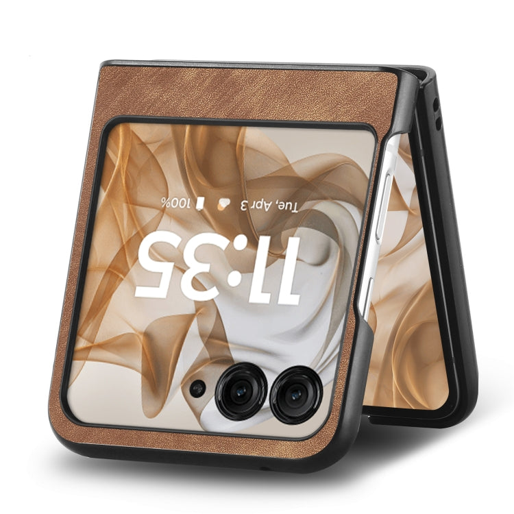 For Motorola Razr 50 Vintage Leather PC Back Cover Phone Case(Brown) by buy2fix