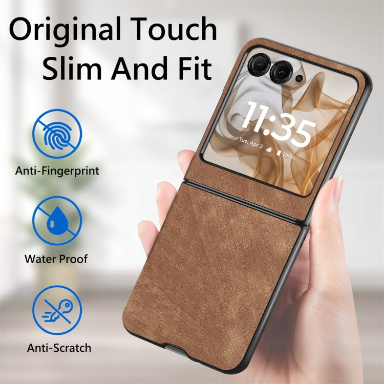 For Motorola Razr 50 Vintage Leather PC Back Cover Phone Case(Brown) by buy2fix
