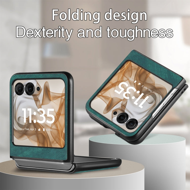 For Motorola Razr 50 Vintage Leather PC Back Cover Phone Case(Green) by buy2fix