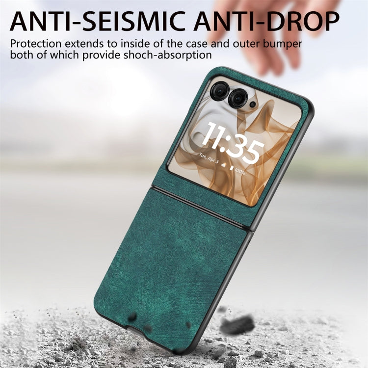 For Motorola Razr 50 Vintage Leather PC Back Cover Phone Case(Green) by buy2fix