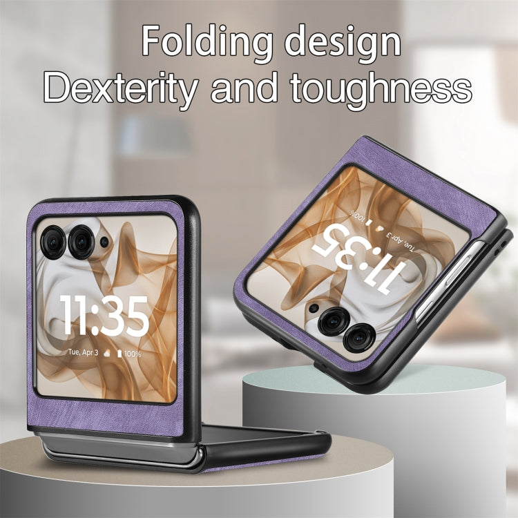For Motorola Razr 50 Vintage Leather PC Back Cover Phone Case(Purple) by buy2fix