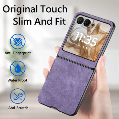 For Motorola Razr 50 Vintage Leather PC Back Cover Phone Case(Purple) by buy2fix