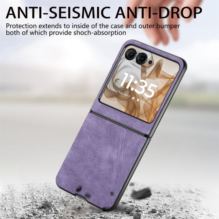 For Motorola Razr 50 Vintage Leather PC Back Cover Phone Case(Purple) by buy2fix