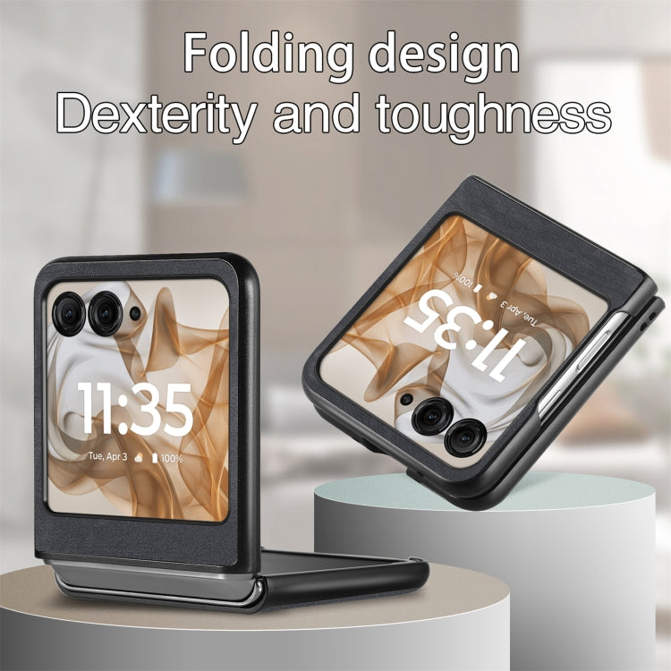 For Motorola Razr 50 Ultra Vintage Leather PC Back Cover Phone Case(Black) by buy2fix