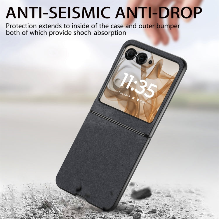 For Motorola Razr 50 Ultra Vintage Leather PC Back Cover Phone Case(Black) by buy2fix