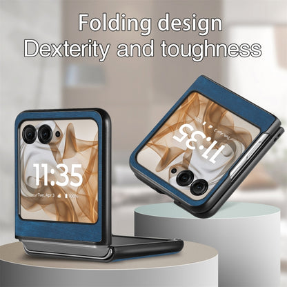 For Motorola Razr 50 Ultra Vintage Leather PC Back Cover Phone Case(Blue) by buy2fix