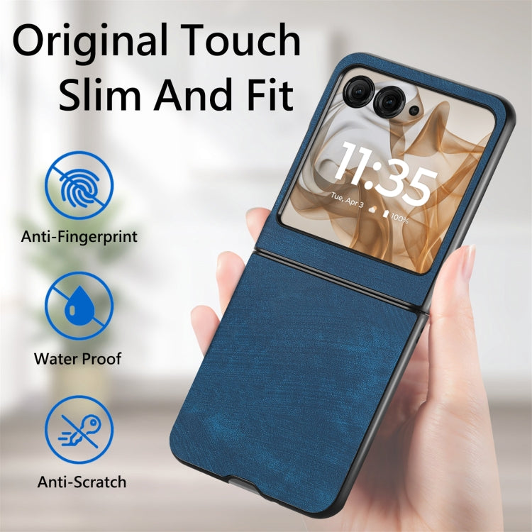 For Motorola Razr 50 Ultra Vintage Leather PC Back Cover Phone Case(Blue) by buy2fix