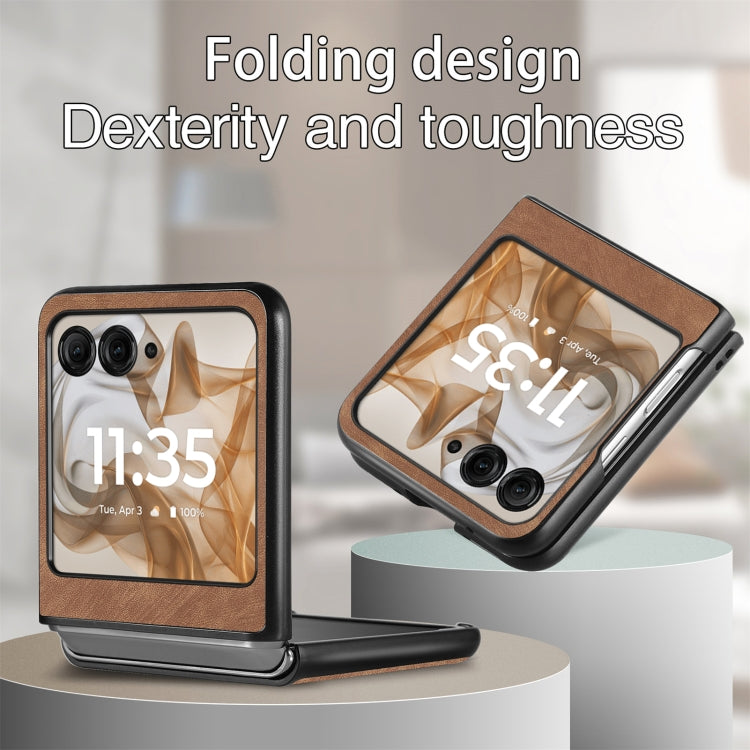 For Motorola Razr 50 Ultra Vintage Leather PC Back Cover Phone Case(Brown) by buy2fix