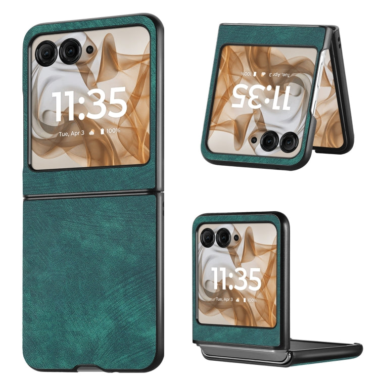 For Motorola Razr 50 Ultra Vintage Leather PC Back Cover Phone Case(Green) by buy2fix