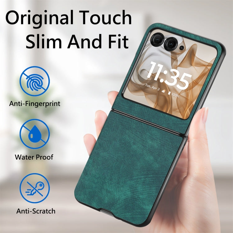 For Motorola Razr 50 Ultra Vintage Leather PC Back Cover Phone Case(Green) by buy2fix