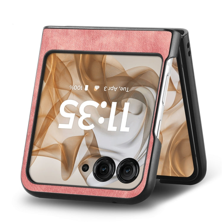 For Motorola Razr 50 Ultra Vintage Leather PC Back Cover Phone Case(Pink) by buy2fix