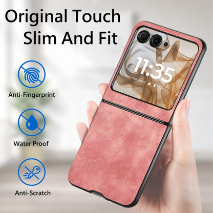 For Motorola Razr 50 Ultra Vintage Leather PC Back Cover Phone Case(Pink) by buy2fix