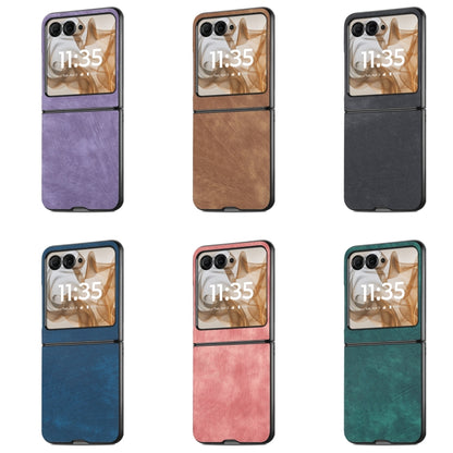 For Motorola Razr 50 Vintage Leather PC Back Cover Phone Case(Blue) by buy2fix