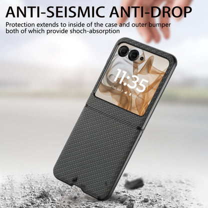 For Motorola Razr 50 Carbon Fiber Texture Leather Back Phone Case(Black) by buy2fix