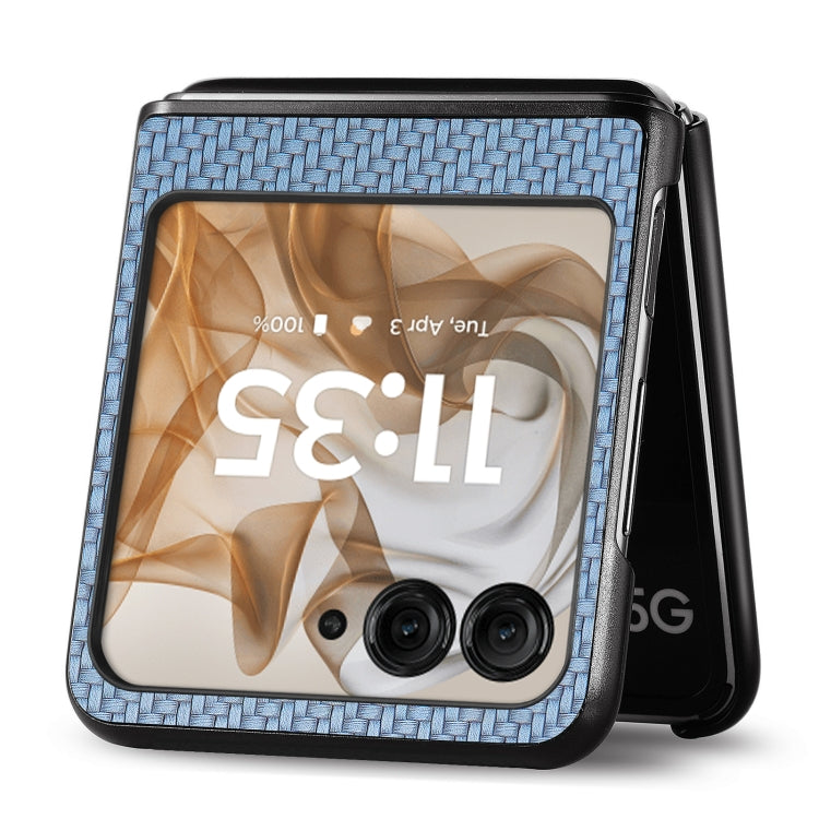 For Motorola Razr 50 Carbon Fiber Texture Leather Back Phone Case(Blue) by buy2fix