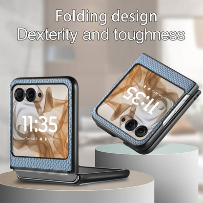 For Motorola Razr 50 Carbon Fiber Texture Leather Back Phone Case(Blue) by buy2fix