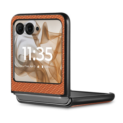 For Motorola Razr 50 Carbon Fiber Texture Leather Back Phone Case(Brown) by buy2fix