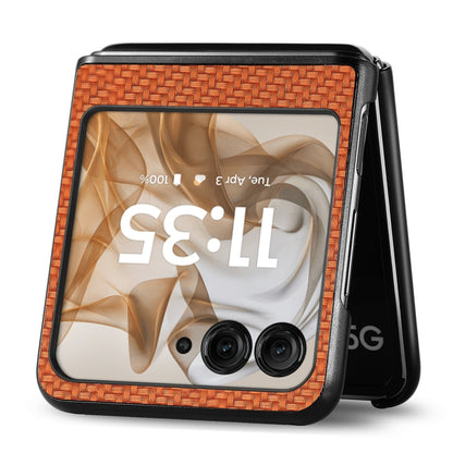 For Motorola Razr 50 Carbon Fiber Texture Leather Back Phone Case(Brown) by buy2fix