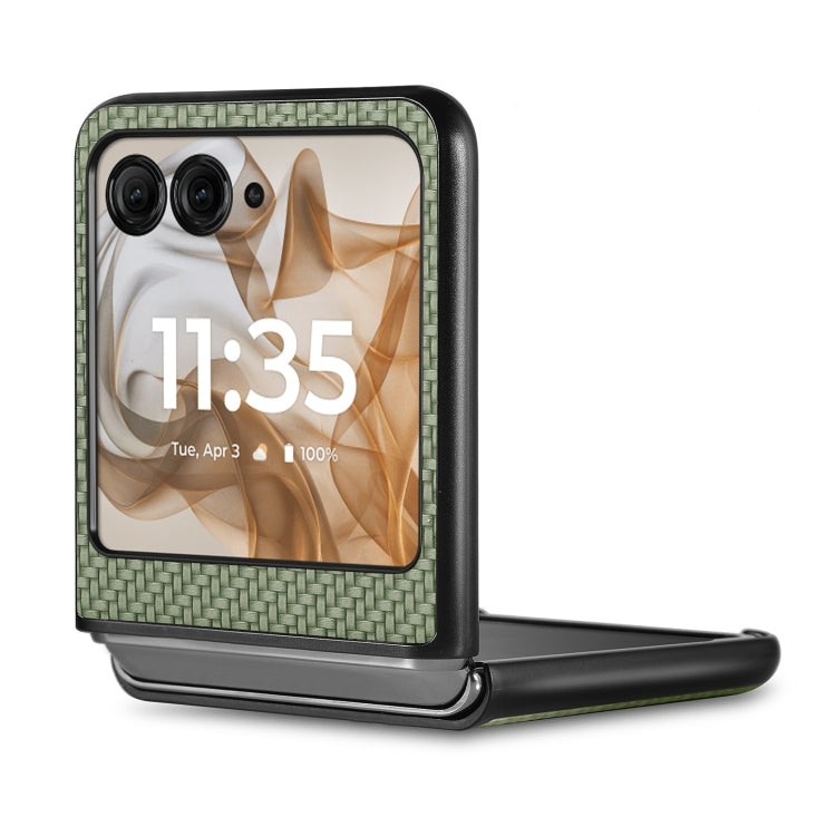 For Motorola Razr 50 Carbon Fiber Texture Leather Back Phone Case(Green) by buy2fix
