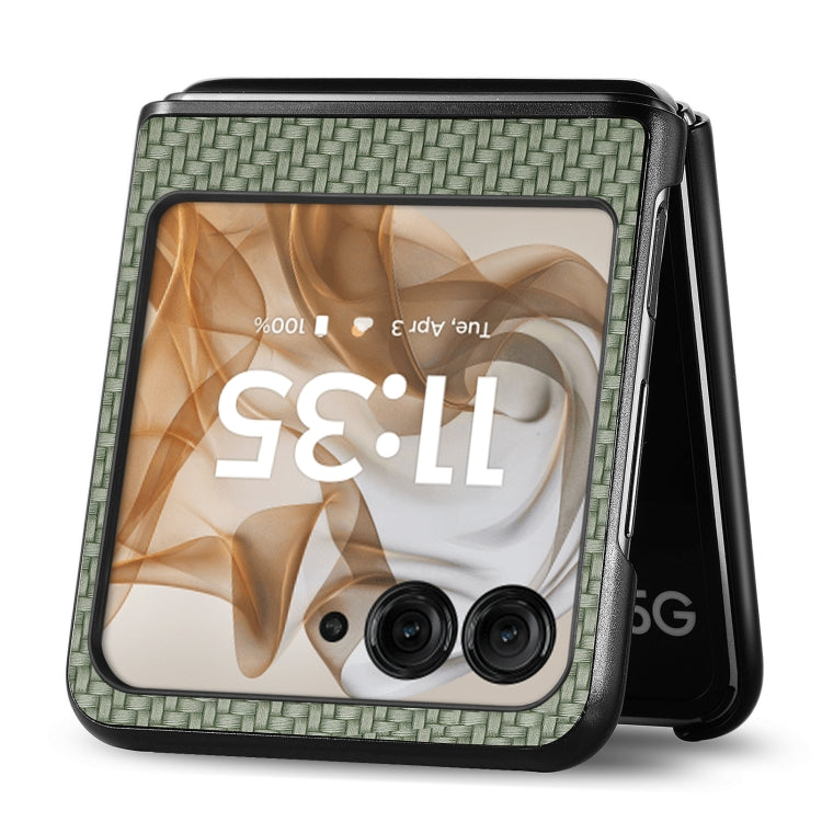 For Motorola Razr 50 Carbon Fiber Texture Leather Back Phone Case(Green) by buy2fix